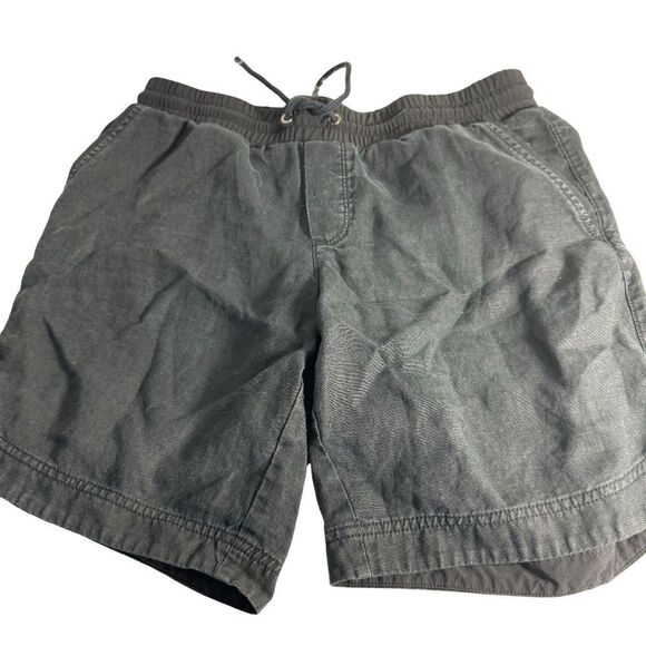 Athleta Black Distressed Linen Drawstring Waist Shorts Sz 4 - Picture 2 of 8